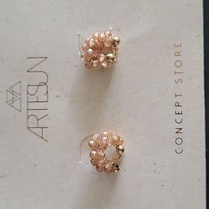 Beautiful pierced, beaded earrings with gold accents, pierced